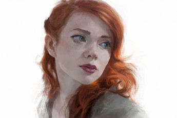 Картинка рисованное люди девушка рыжеволосая взгляд