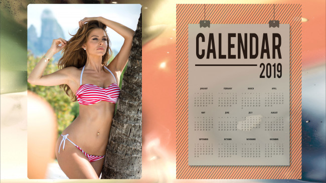 Обои картинки фото календари, девушки, женщина, купальник