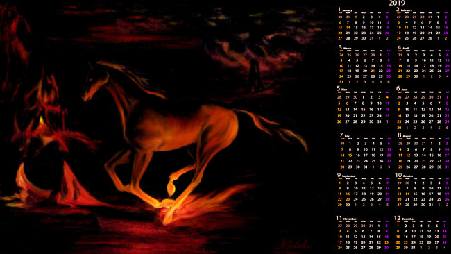 Обои картинки фото календари, фэнтези, конь, лошадь