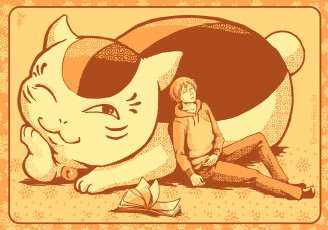 Картинка аниме natsume+yuujinchou кот человек книга