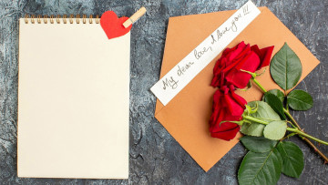Картинка праздничные день+святого+валентина +сердечки +любовь розы сердечко записка признание