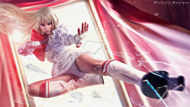Обои картинки фото видео игры, tekken 6, девушка, униформа, прыжок