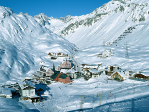 Картинка ski resort at arlberg pass tyrol austria города пейзажи