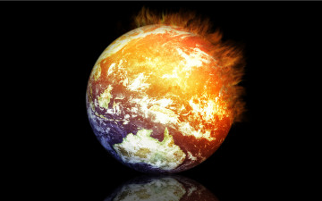 Картинка космос арт отражение огонь планета