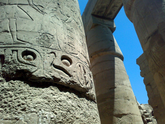 Обои картинки фото города, исторические, архитектурные, памятники, египет, колонны, иероглифы, развалины