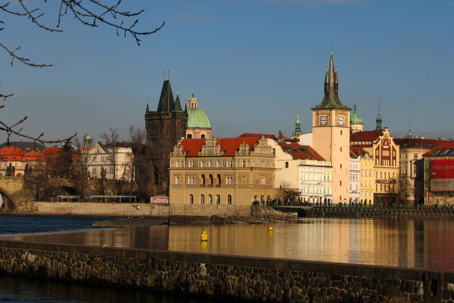 Обои картинки фото Чехия, прага, города, река, дома, набережная