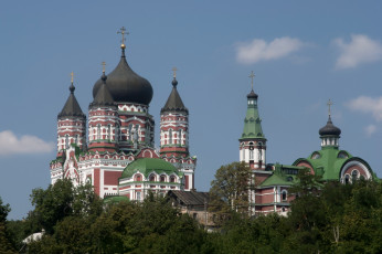 обоя свято, пантелеймоновский, женский, монастырь, города, киев, украина, купола, монастырб