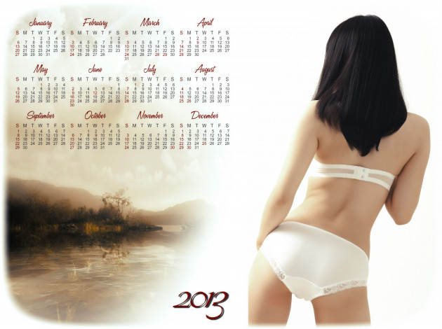 Обои картинки фото календари, девушки, белье