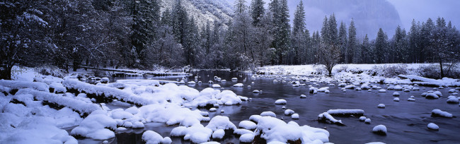 Обои картинки фото природа, реки, озера, лес, снег, река