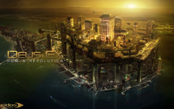 Картинка видео+игры deus+ex +human+revolution город река