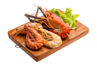 Картинка еда рыба +морепродукты +суши +роллы креветки зелень