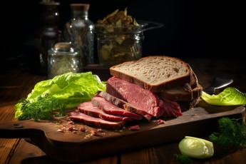 Картинка еда мясные+блюда укроп салат хлеб говядина ломтики