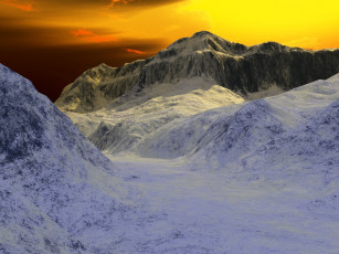 Картинка 3д графика nature landscape природа снег горы