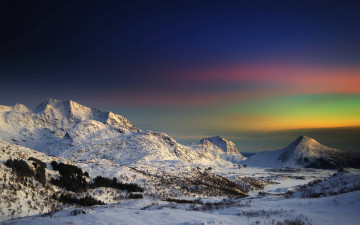 Картинка природа горы заря снега восход