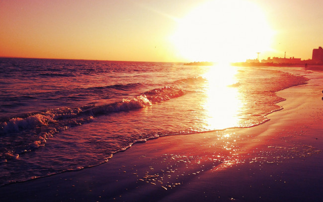 Обои картинки фото природа, восходы, закаты, свет, пляж, океан