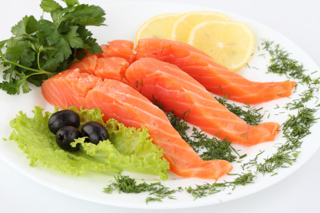 Обои картинки фото еда, рыба, морепродукты, суши, роллы, зелень