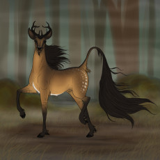 Картинка рисованные животные +сказочные +мифические олень лес