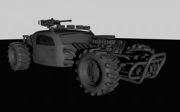 Картинка 3д+графика modeling+ моделирование пулемет рама колеса