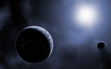 Картинка космос арт солнце планеты звёзды