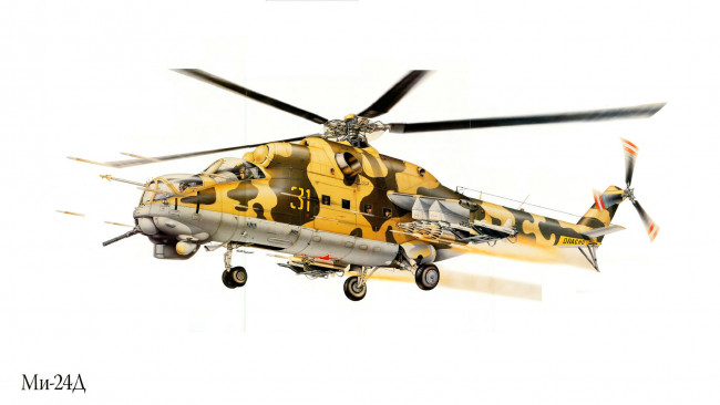 Обои картинки фото авиация, 3д, рисованые, v-graphic, ми-24, вертолет
