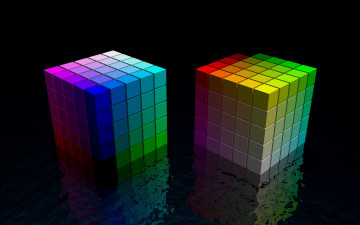 Картинка 3д+графика моделирование+ modeling отражение клетки цвета кубики