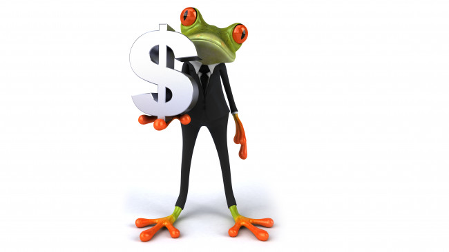 Обои картинки фото 3д графика, юмор , humor, графика, бизнес, лягушка, доллар, free, frog, костюм