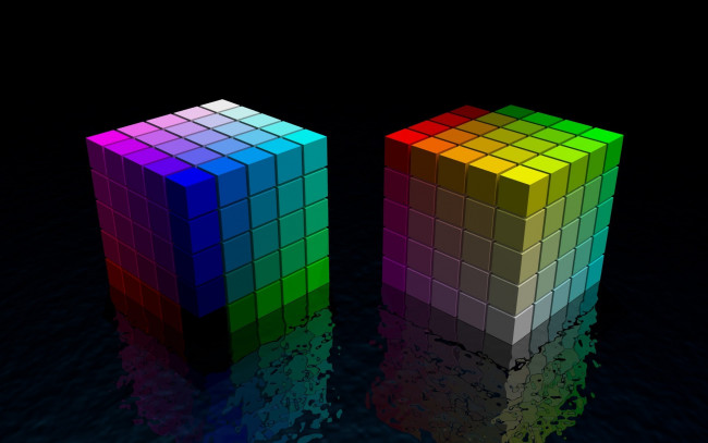 Обои картинки фото 3д графика, моделирование , modeling, отражение, клетки, цвета, кубики