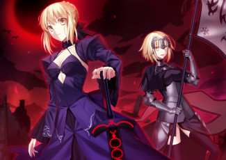 Картинка аниме fate stay+night арт saber alter девушки оружие сейбер