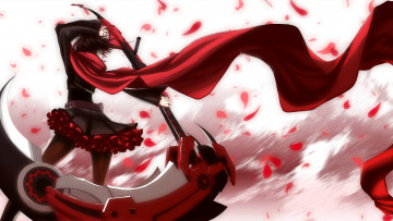 обоя аниме, rwby, ruby, rose, mioshiki, девушка, меч