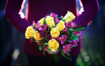 Картинка цветы букеты +композиции розы альстромерия