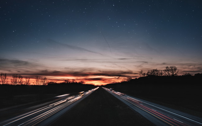 Обои картинки фото природа, дороги, шоссе, ночь, звезды