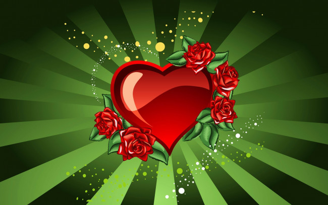 Обои картинки фото векторная графика, сердечки , hearts, сердца, цветы, розы, лучи, круги, валентинка, любовь