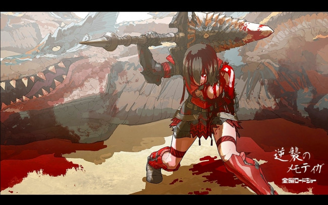 Обои картинки фото аниме, weapon, blood, technology