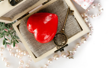 Картинка праздничные день св валентина сердечки любовь сердечко шкатулка ключ бусы