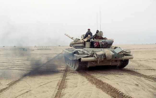 Обои картинки фото техника, военная, степь, танк, марш