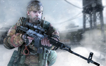 обоя arctic combat, видео игры, - arctic combat, солдат, снег, снайпер, оружие, винтовка