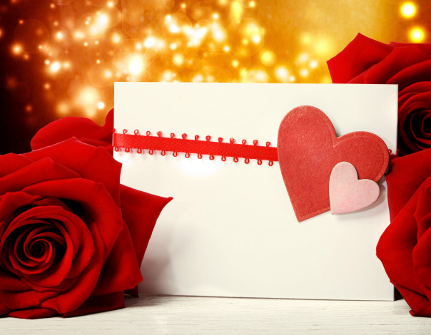 Обои картинки фото праздничные, день святого валентина,  сердечки,  любовь, красный, розы, сердечки, записка