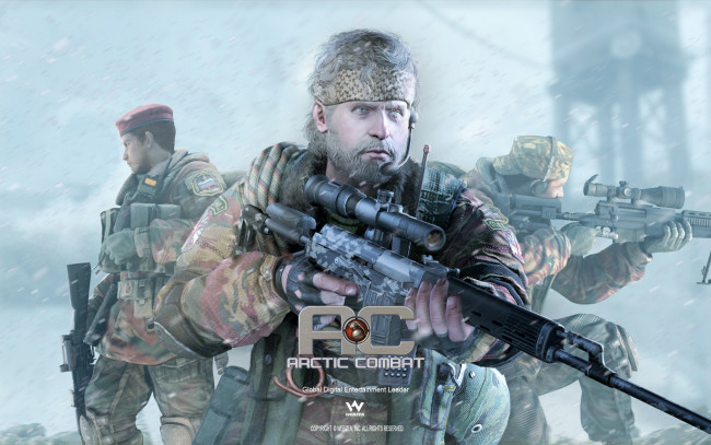 Обои картинки фото arctic combat, видео игры, - arctic combat, винтовка, снайпер, солдаты, снег, оружие
