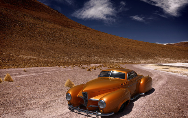 Обои картинки фото автомобили, 3д, 3d, mountains, classic, car