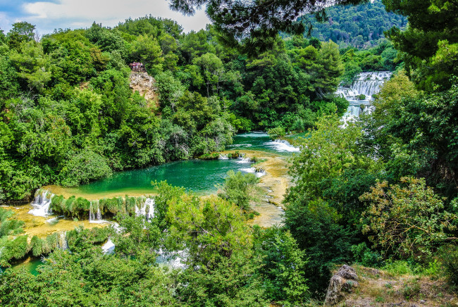 Обои картинки фото хорватия krka nat,  park, природа, водопады, водопад, парк, лес, река, хорватия, krka