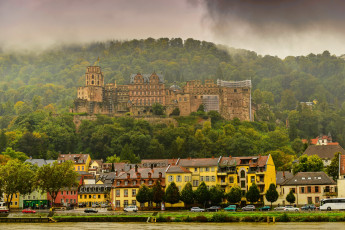 обоя хайдельберг германия, города, - панорамы, набережная, замок, дома, хайдельберг
