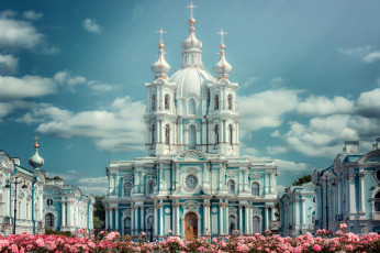 Картинка города -+православные+церкви +монастыри санкт-петербург смольный монастырь питер st petersburg россия russia spb спб собор цветы