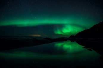 Картинка природа северное+сияние вода горы звезды ночь отражения небо