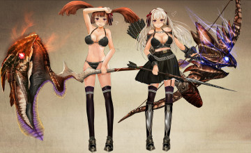 Картинка видео+игры monster+hunter косы арт zi-dabu monster hunter оружие девушки