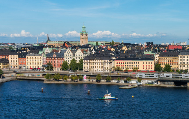 Обои картинки фото города, стокгольм , швеция, stockholm, река, дома, стокгольм