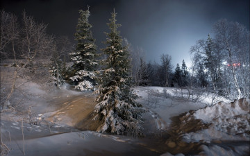 Картинка природа зима снег сугробы деревья