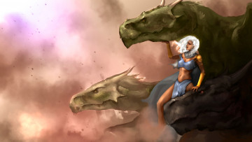 Картинка фэнтези красавицы+и+чудовища девушка дракон фон