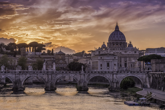 Обои картинки фото ponte sant`angelo, города, рим,  ватикан , италия