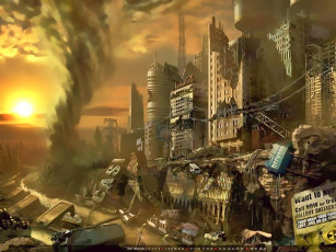 Картинка календари фэнтези апокалипсис смерч здание разрушение
