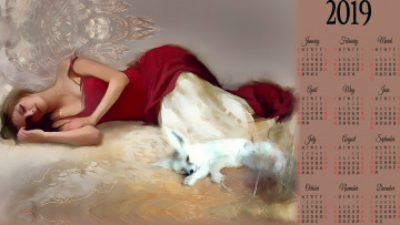 Картинка календари фэнтези животное девушка сон